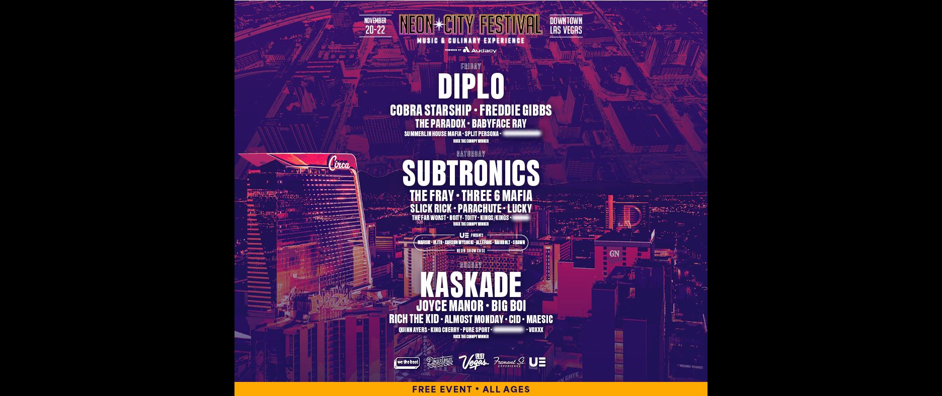 neon-city-festival-announces-full-2026-lineup-for-free-three-day-celebration-in-downtown-las-vegas--