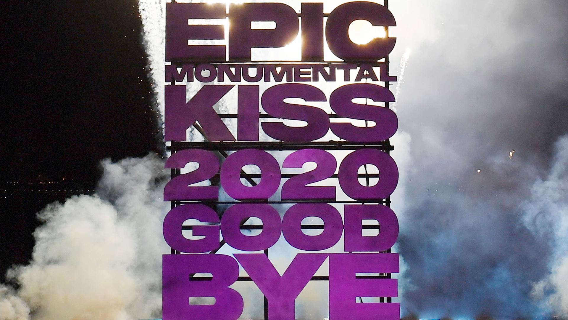 Kiss Off 2020 Sign from Las Vegas' New Year's Eve virtual event on December 31, 2020