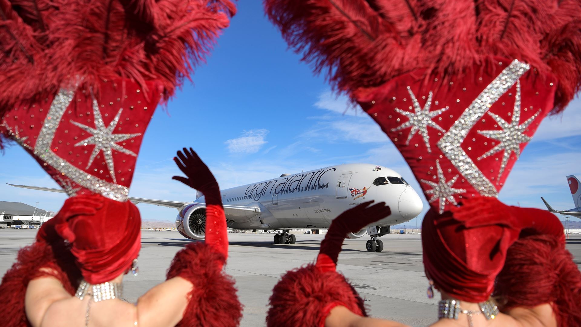 Showgirls Welcome Virgin Atlantic Flight