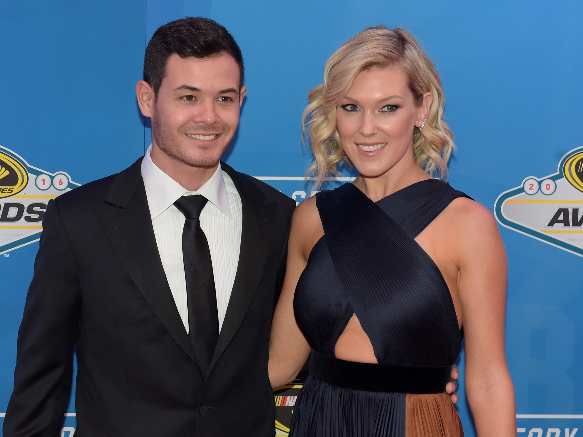 Driver Kyle Larson and his girlfriend Katelynn Sweet arrive on the red carpet for the annual NASCAR Sprint Cup Series Aw