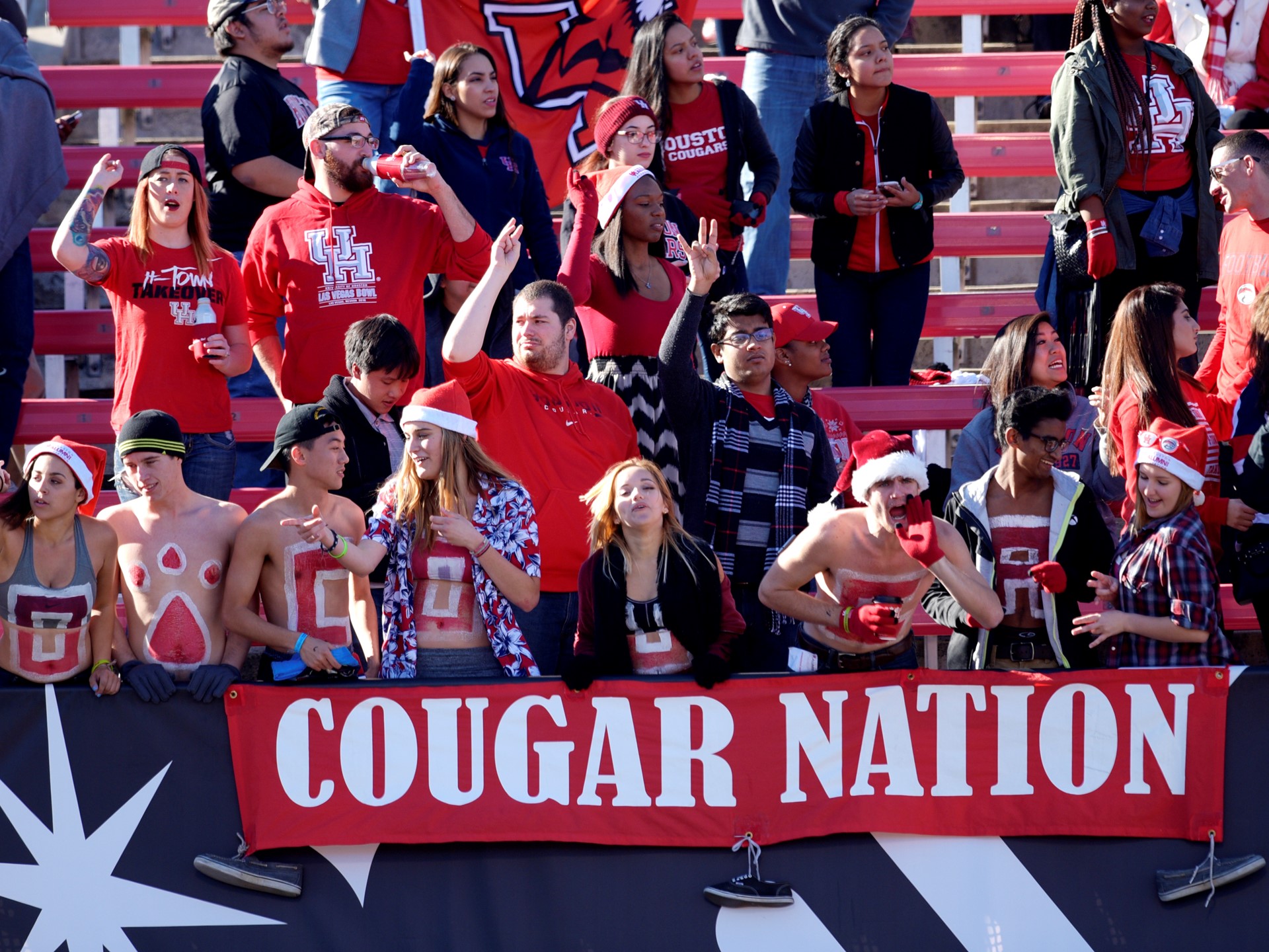 University of Houston fans cheer during their Las Vegas Bowl game