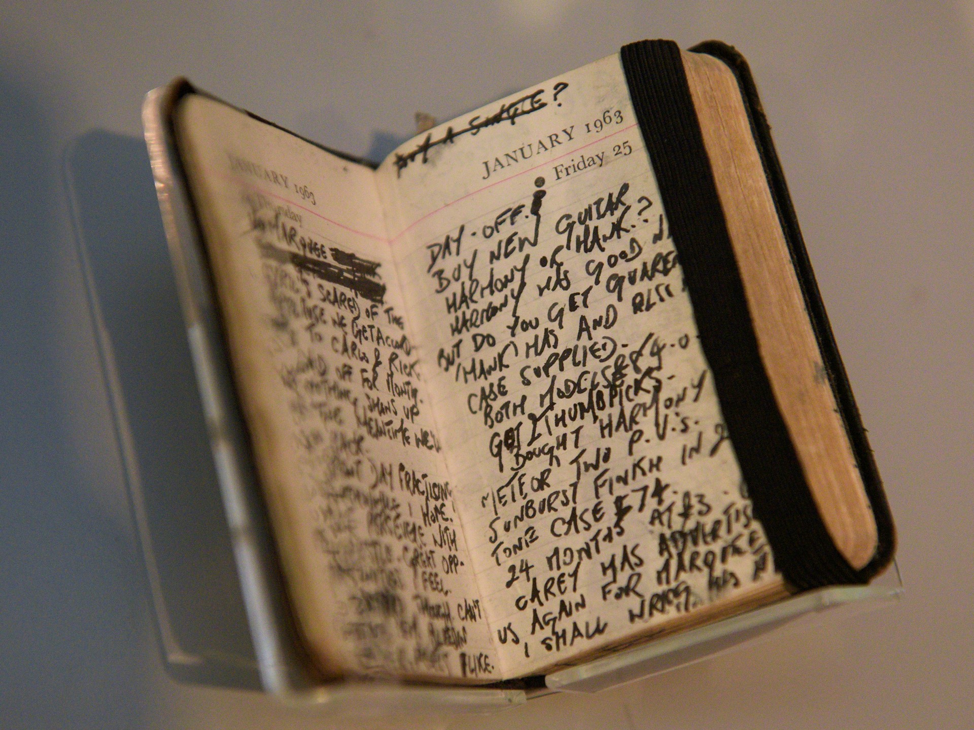 This is Keith Richard's diary from 1963, showing an entry in which he writes about purchasing a guitar
