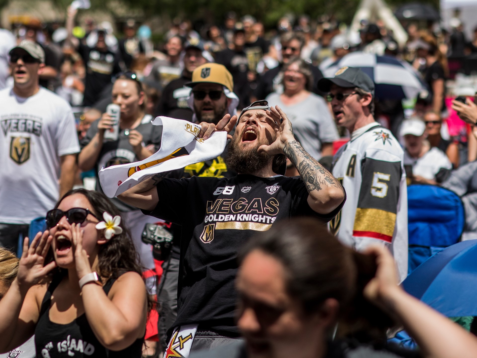 Vegas Golden Knights fans prepare for their team to take on the Winnipeg Jets