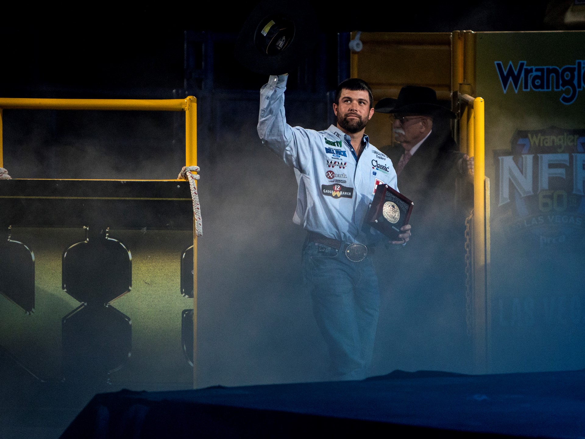 Paul Eaves is announced as team roping aggregate champion