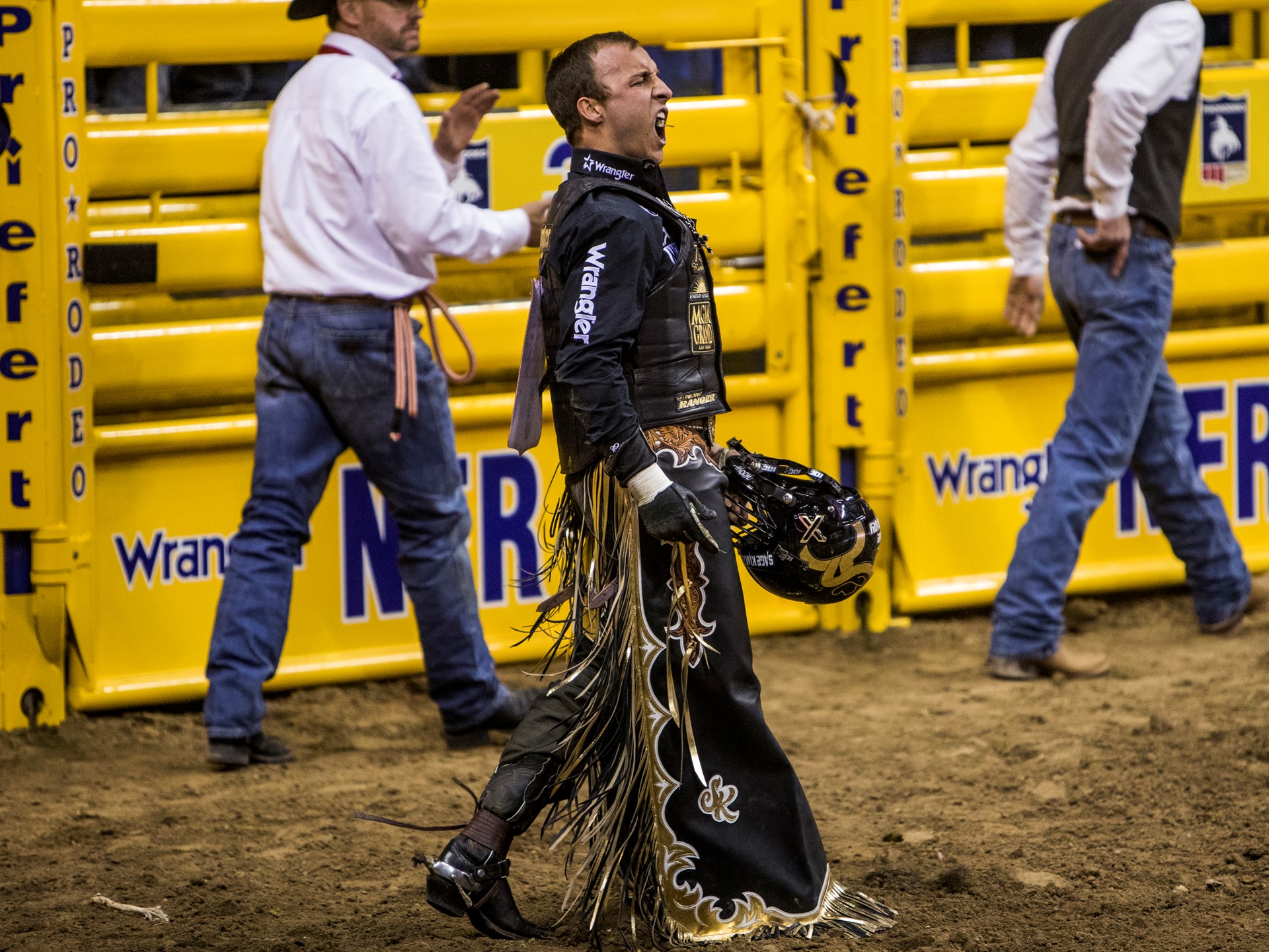 Sage Kimzey competes in the bull riding portion