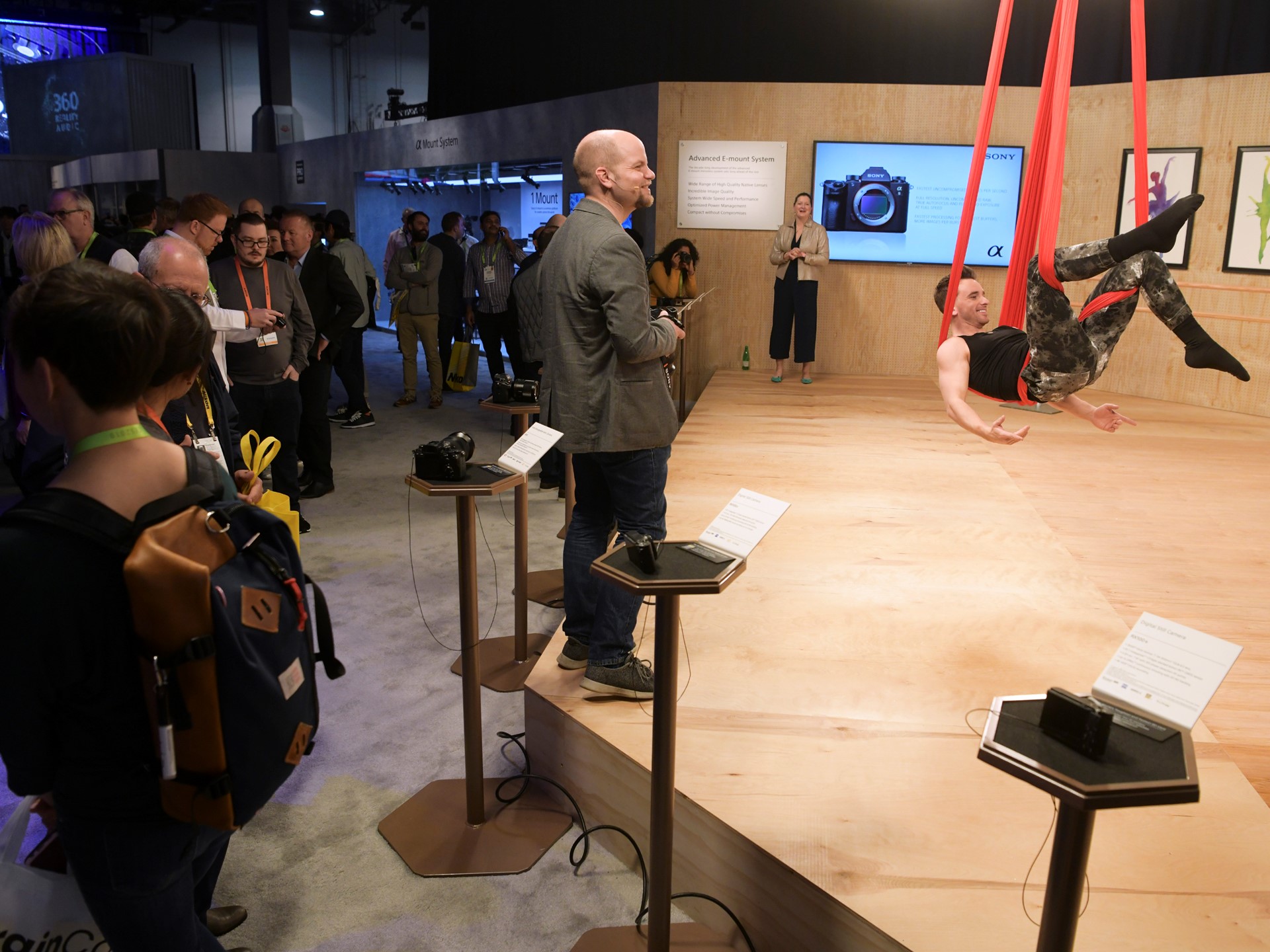 A model poses for photos