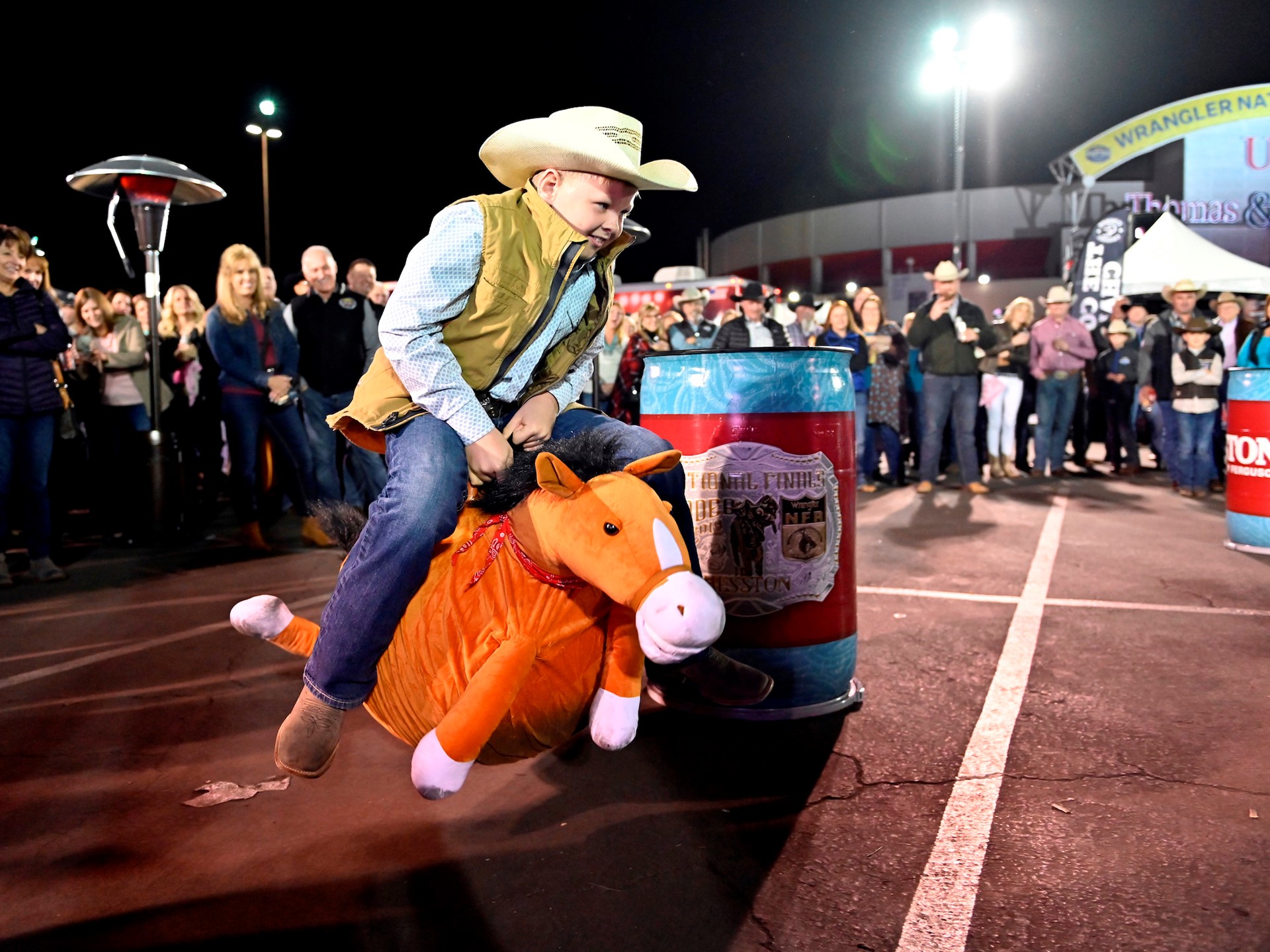 Fan Zone: Dalton Olson of Colorado participates in barrel race
