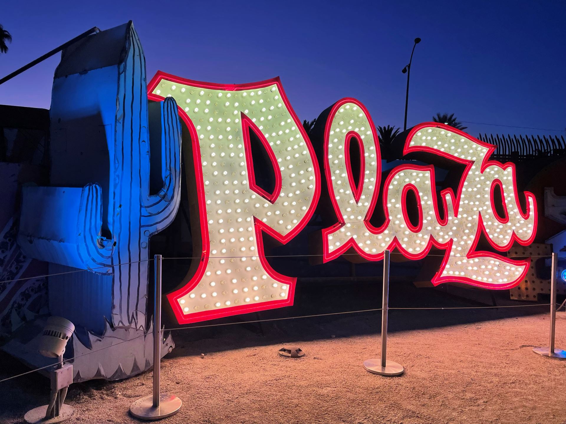 Plaza sign lit perspective 3