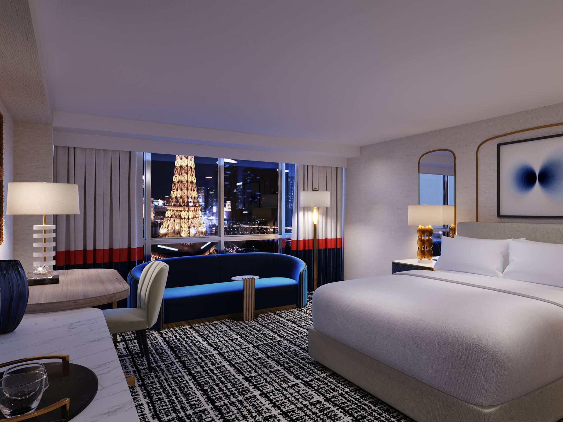 Paris Las Vegas Versailles Tower Standard Room Rendering Credit Klai Juba Wald