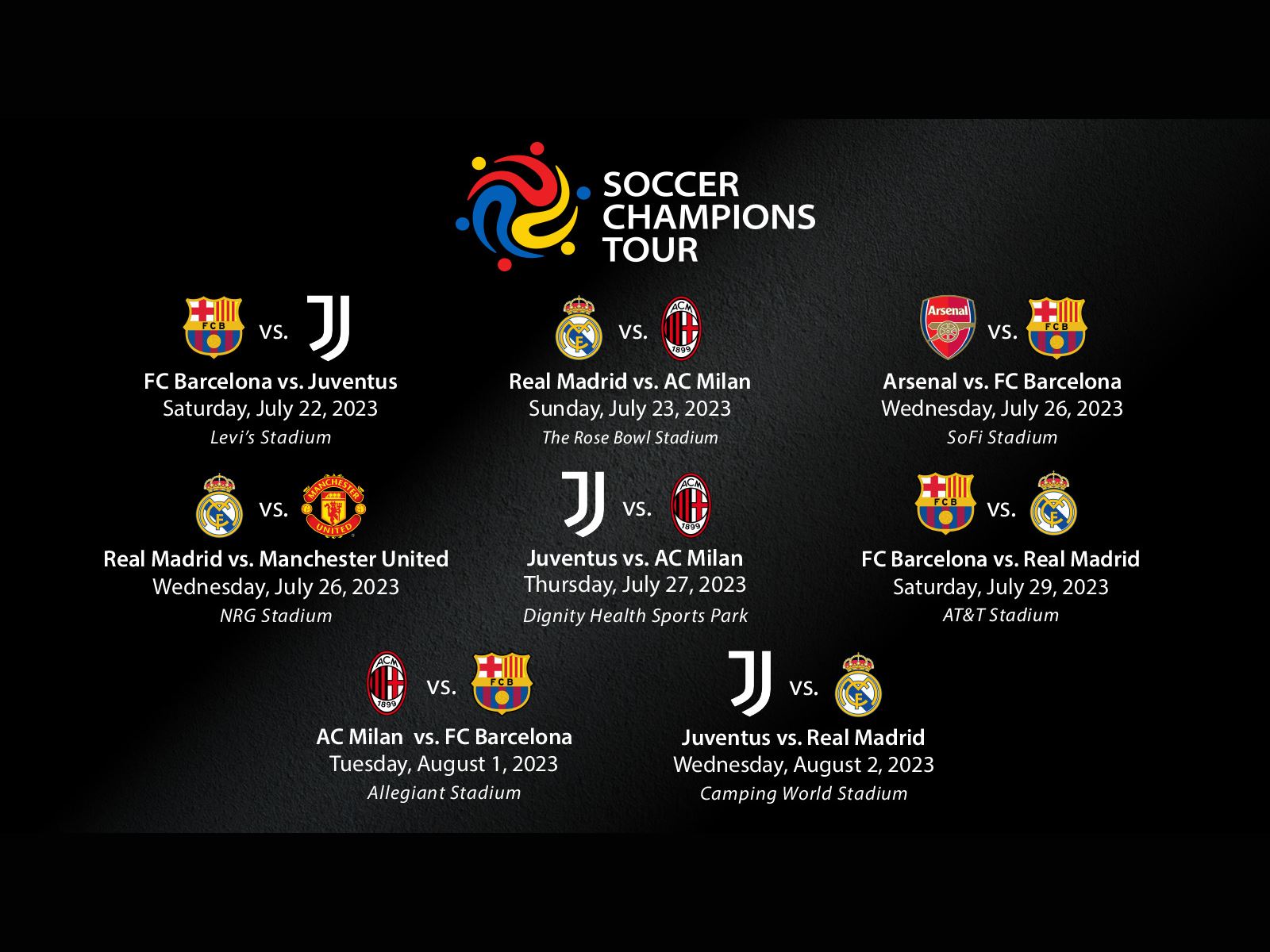 Soccer Champions Tour Schedule