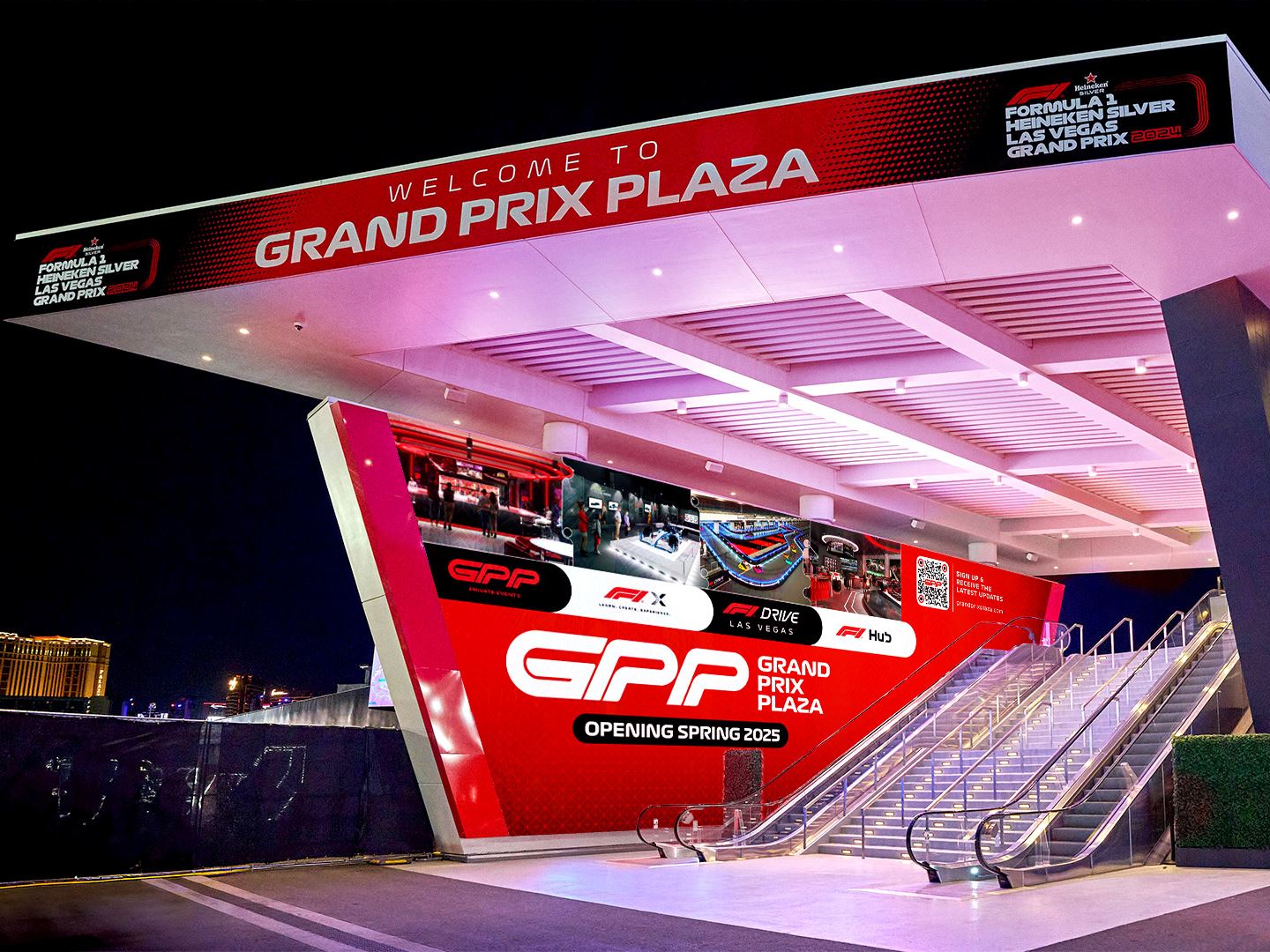 Grand Prix Plaza Escalator Entrance Credit Las Vegas Grand Prix