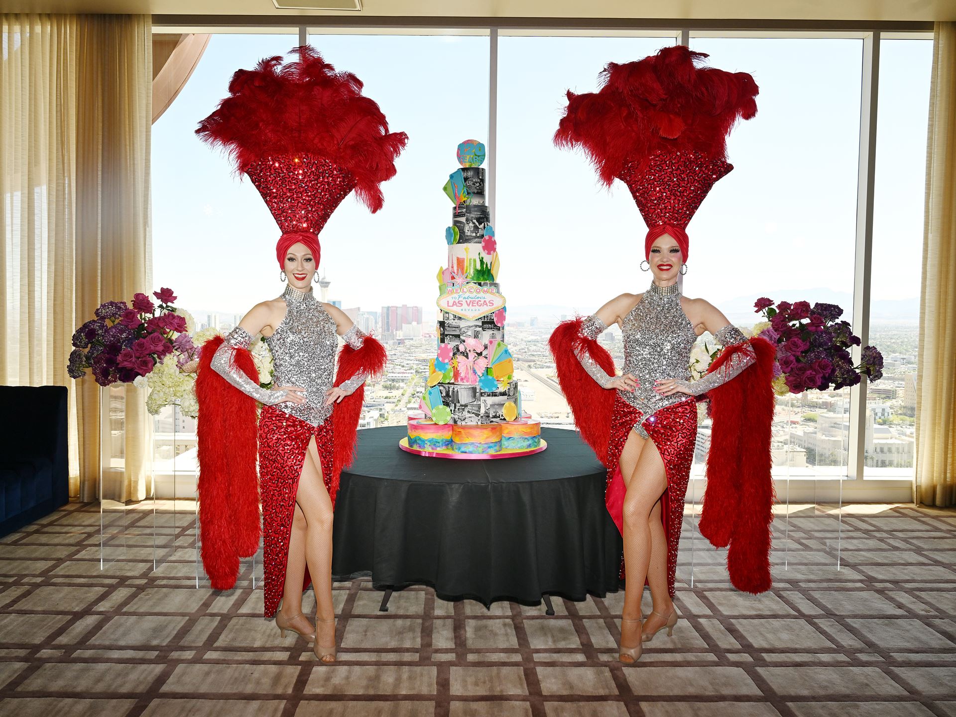 Las Vegas Showgirls with Custom Cake