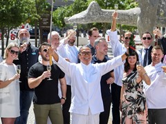 World-Renowned Chefs Toast to the Beginning of Vegas Uncork'd by Bon Appetit  with a Burst of Prosecco at the Ceremonial Saber Off