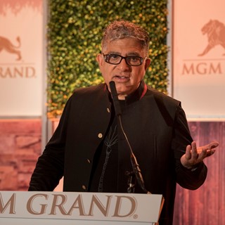Dr. Deepak Chopra speaks at a press conference to announce an expansion of the MGM Grand Conference Center