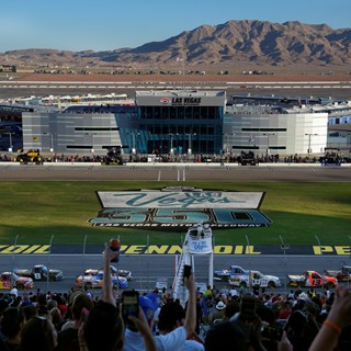 The NASCAR Camping World Truck Series Las Vegas 350 passes the start finish line
