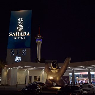 The marquee of the SLS Las Vegas