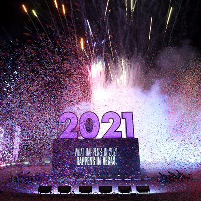 2021 Sign reveal from Las Vegas' New Year's Eve virtual event on December 31, 2020