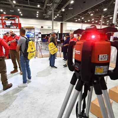 Products are demonstrated in the Hilti booth during the first day of the World of Concrete at the Las Vegas Convention C