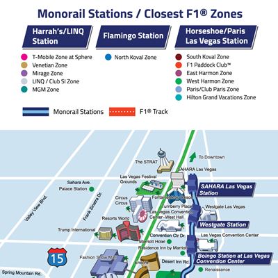 Route Map for Las Vegas Monorail Formula 1 Las Vegas Grand Prix