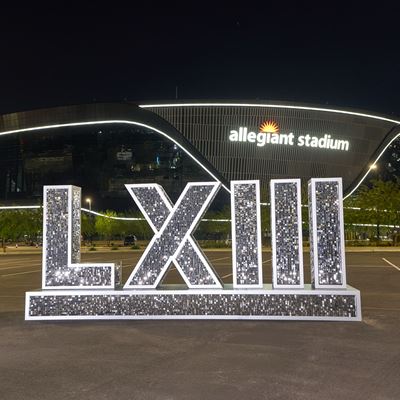 LXIII in front of Allegiant Stadium