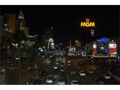 Marquees along the Las Vegas Strip are dimmed