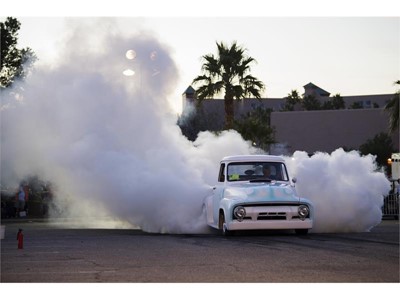 The burnout competition during the Mesquite Motor Mania car show