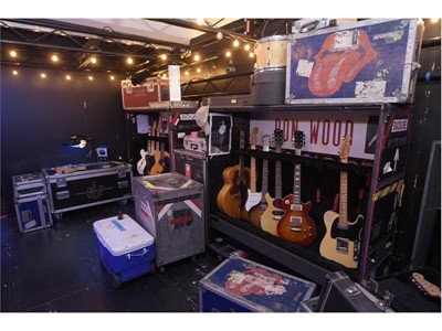 A recreation of a backstage scene is featured at the Rolling Stones "Exhibitionism"