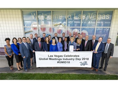 LVCVA staff and the Board of Directors gather to recognize Global Meetings Industry Day 2018