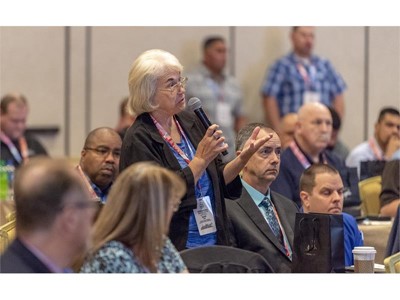 Sandi Cain of Trade Show Executive Magazine  asks a question during the International Tourism Security Conference