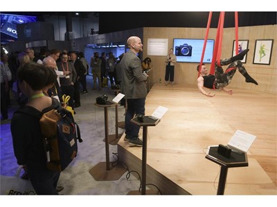 A model poses for photos