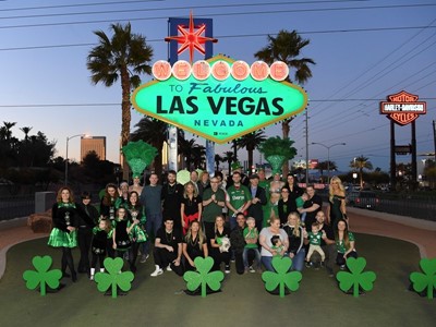 Welcome To Fabulous Las Vegas Sign Goes Green For St. Patrick's Day