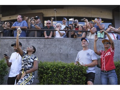 Fans watch the tire smoking action