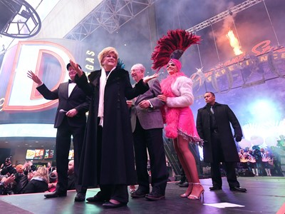 Las Vegas Mayor Carolyn G. Goodman rings in 2020 at the Fremont Street Experience