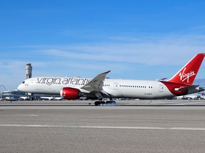 Virgin Atlantic Flight Lands in Las Vegas