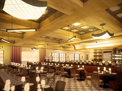 Brasserie B by Bobby Flay Dining Room Rendering Credit Olivia Jane Design