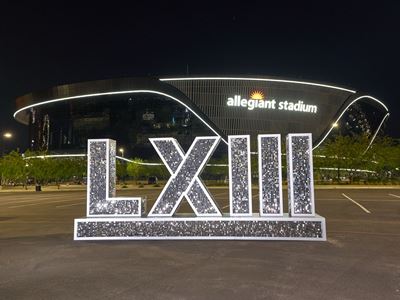 LXIII in front of Allegiant Stadium