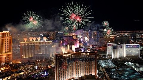 America's Party New Year's Eve fireworks spectacular in Las Vegas as seen from atop the Trump International Hotel