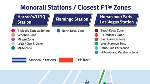 Route Map for Las Vegas Monorail Formula 1 Las Vegas Grand Prix