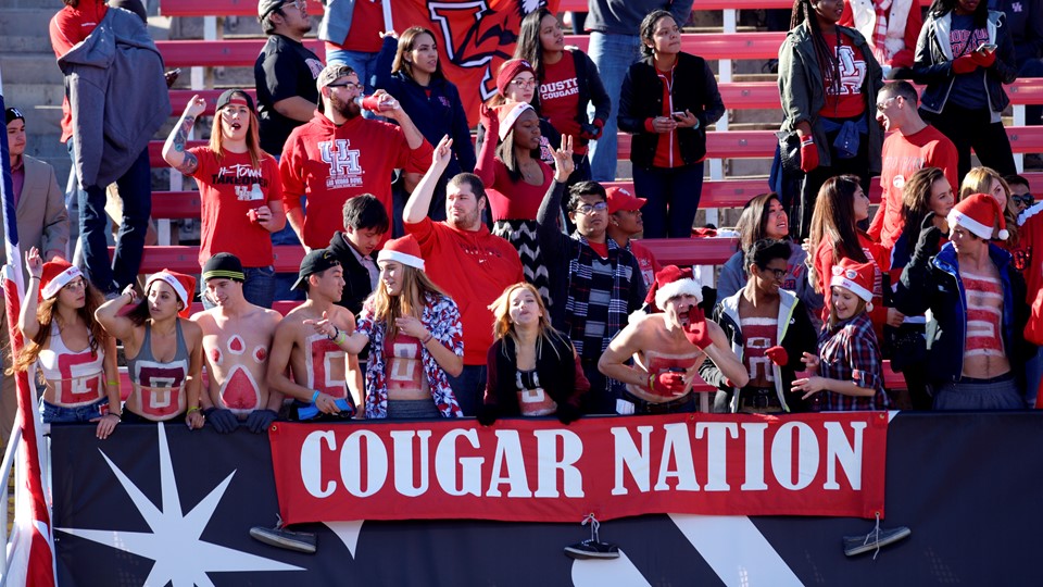 University of Houston fans cheer during their Las Vegas Bowl game