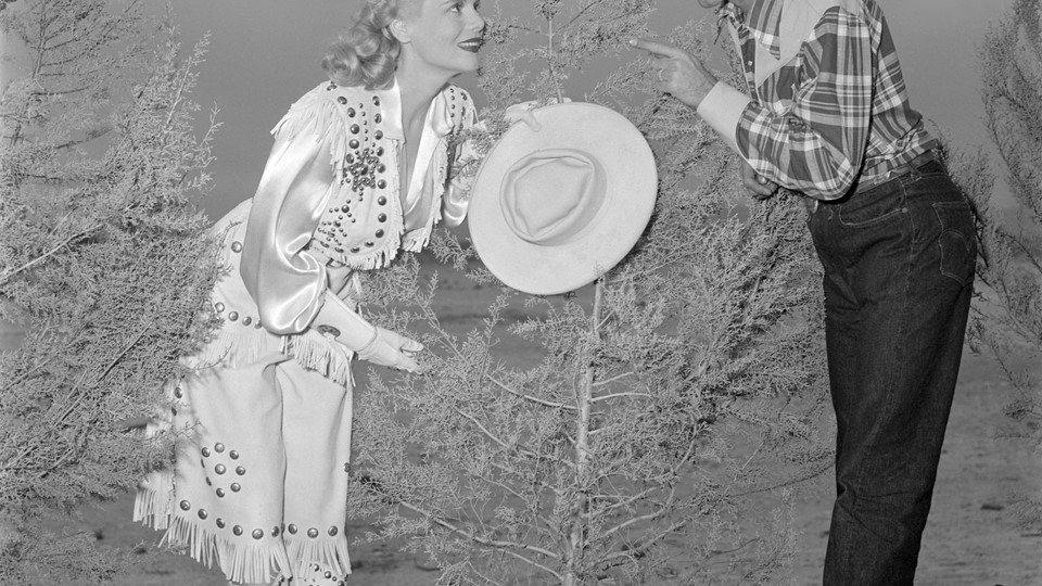 Jerry Lewis and Marie Wilson during filming of "My Friend Irma Goes West" at the Flamingo