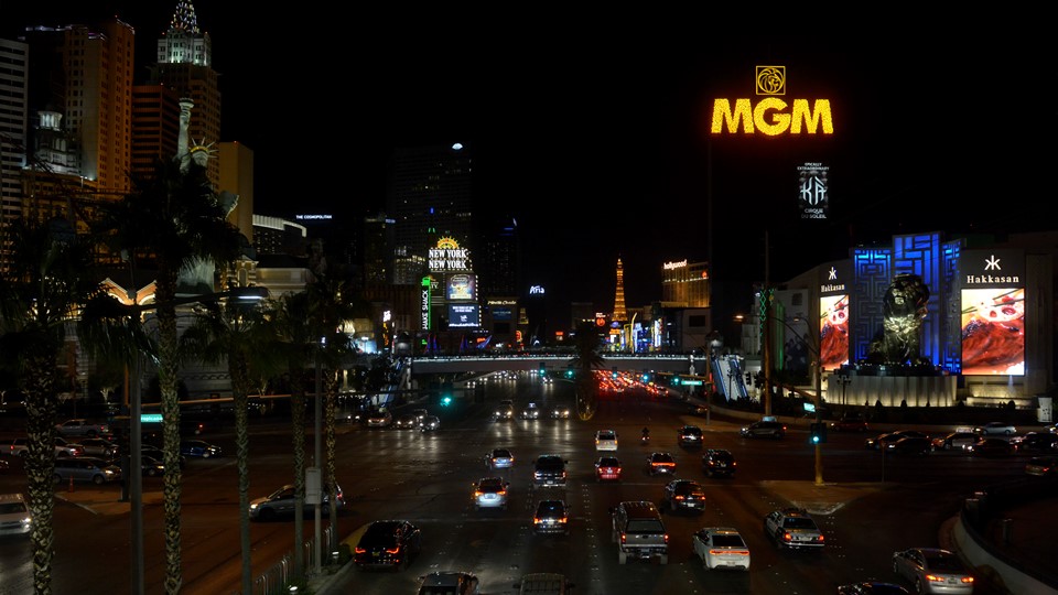 Marquees along the Las Vegas Strip are dimmed