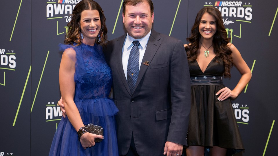 Ryan Newman and his wife Krissie Newman arrive