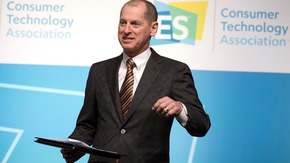 Consumer Technology Association President and CEO Gary Shapiro speaks during the second day of CES