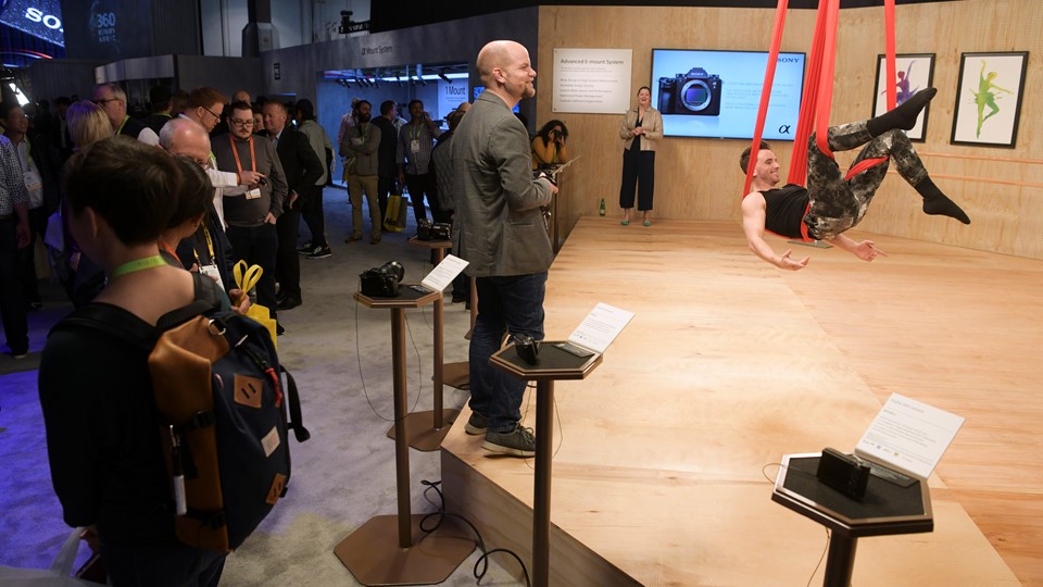 A model poses for photos