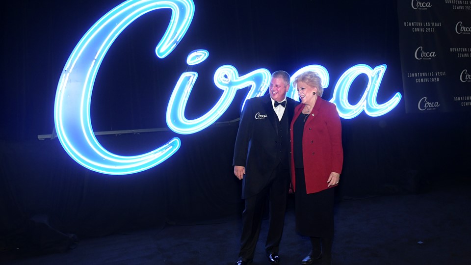Derek Stevens and Las Vegas Mayor Carolyn Goodman