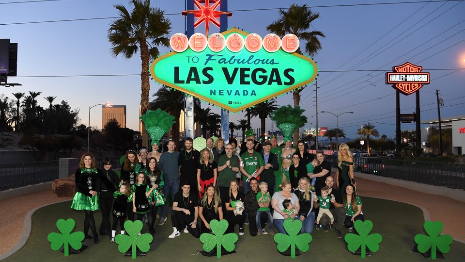 Welcome to Las Vegas Sign Green St Patricks Day With Flag 2