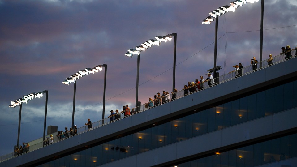 Fans watch from the roof