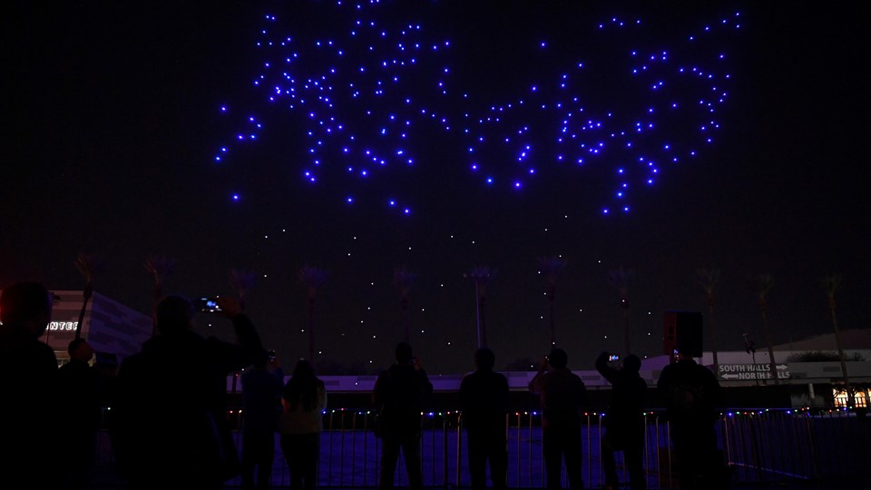 Approximately 300 drones