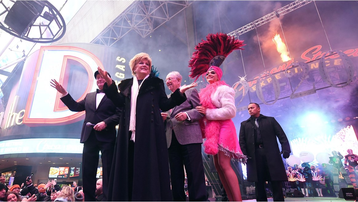 Las Vegas Mayor Carolyn G. Goodman rings in 2020 at the Fremont Street Experience