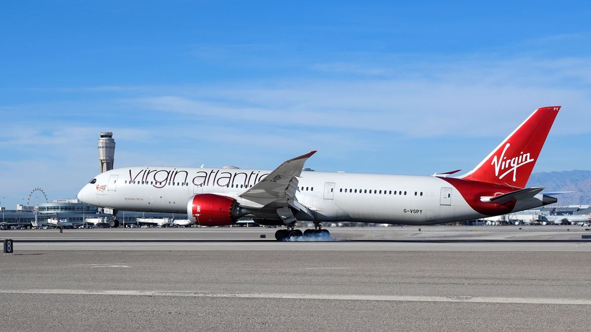 Virgin Atlantic Flight Lands in Las Vegas